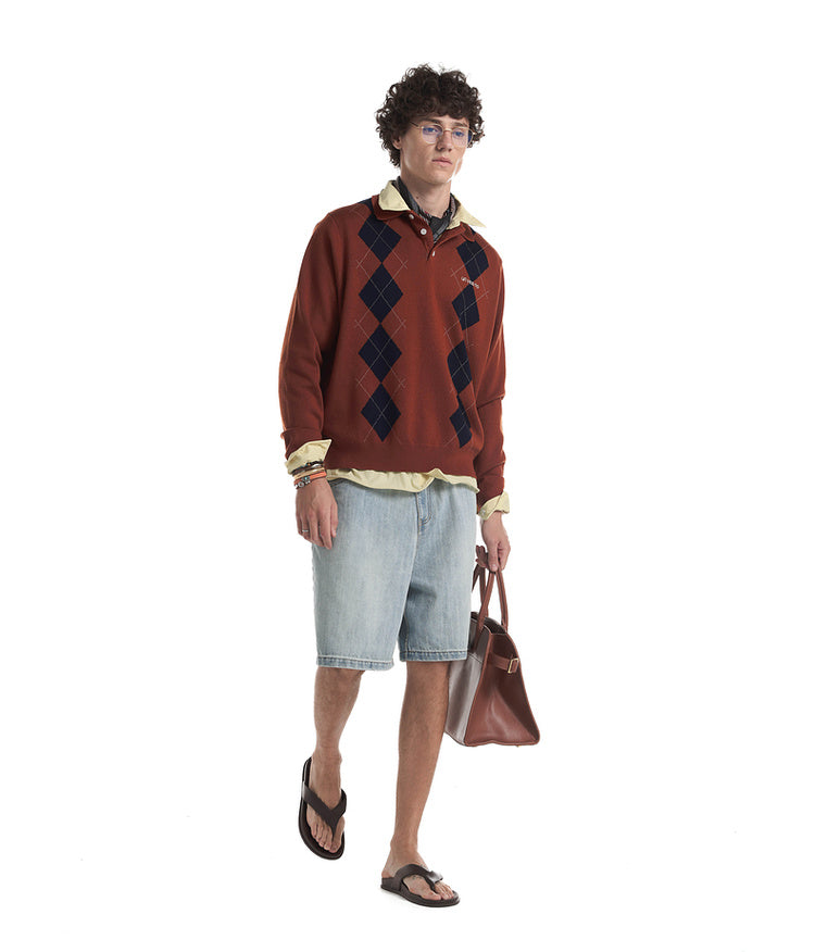 College Diamond Wool Polo Shirt