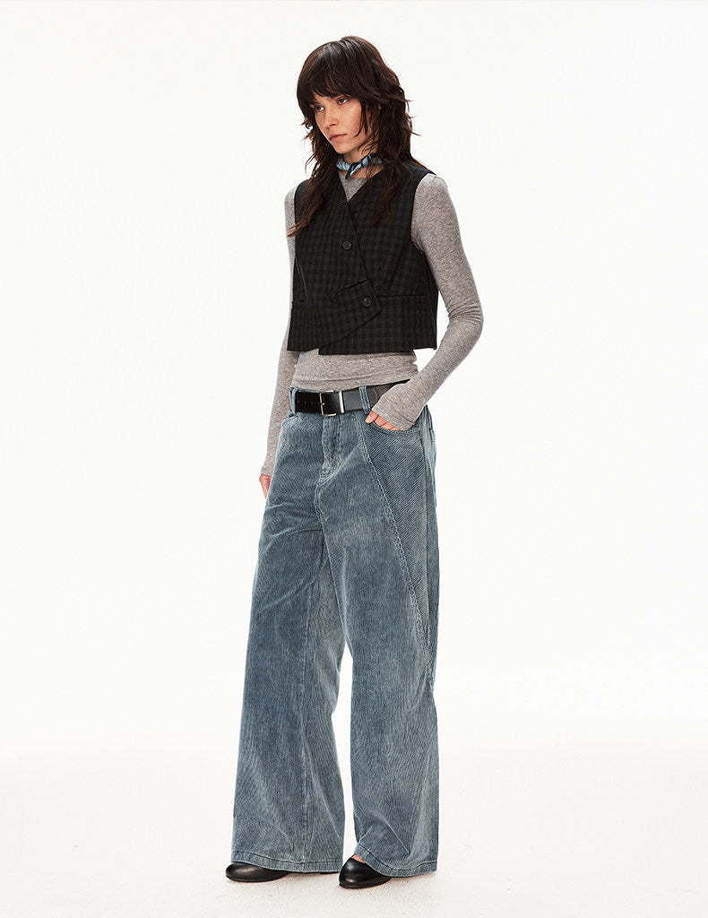 Deconstructed Washed Corduroy Pants