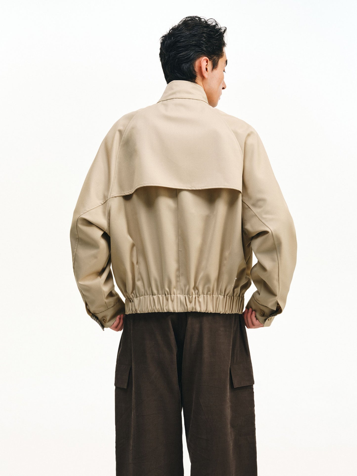 Checkered Splicing Harrington Jacket