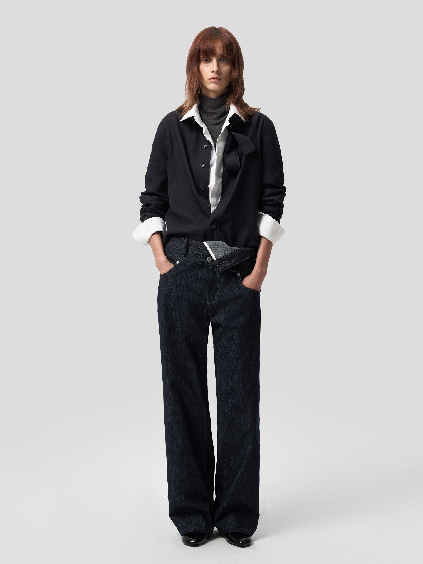 Wide Ribbon Tencel Shirt