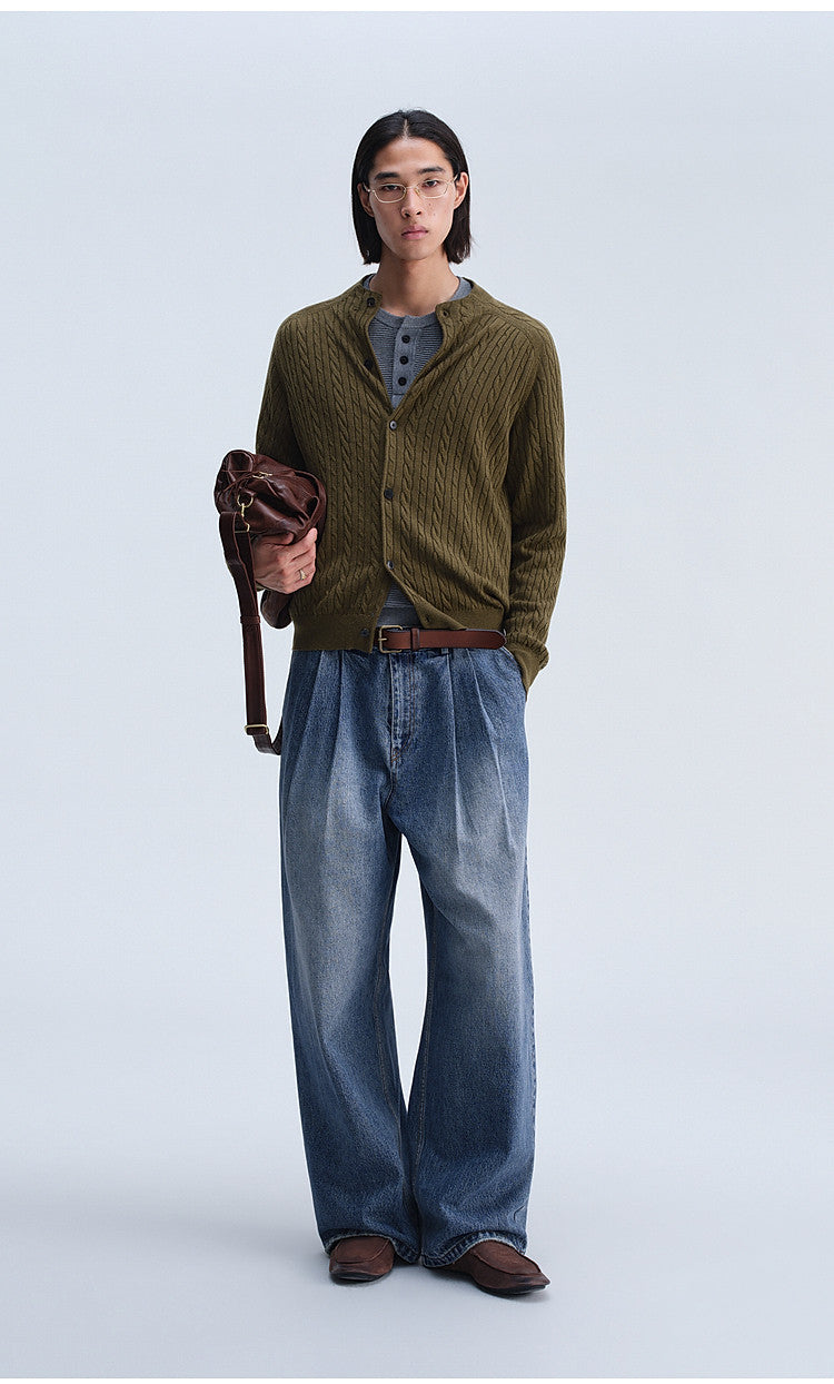 Washed Gradient Mist Double-Pleated Jeans