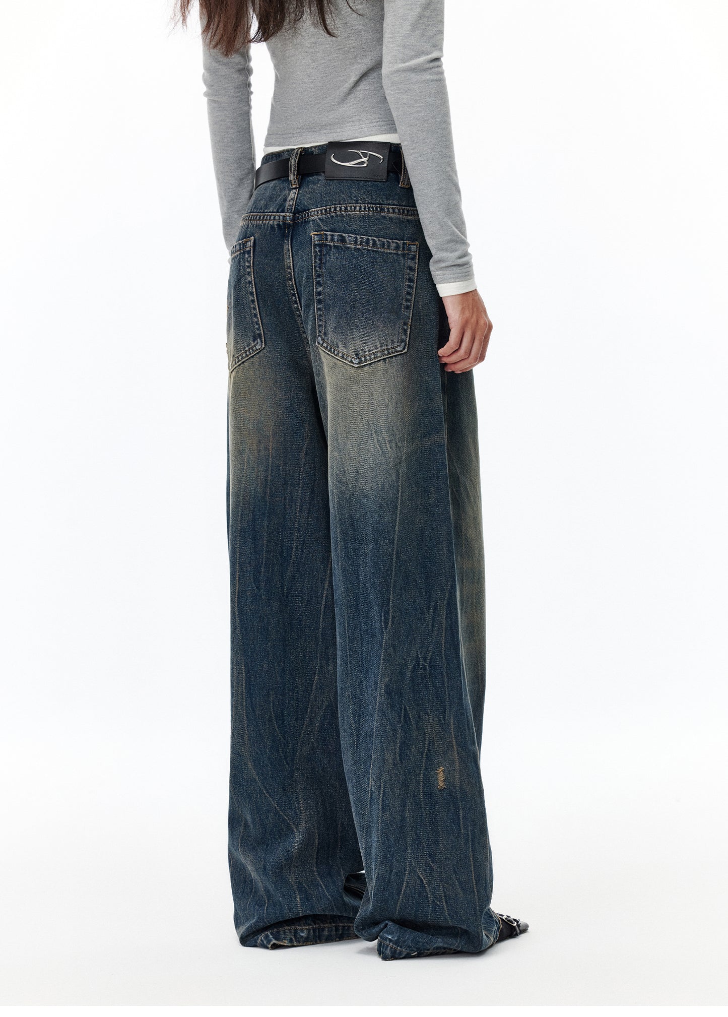 Damaged Draped Jeans