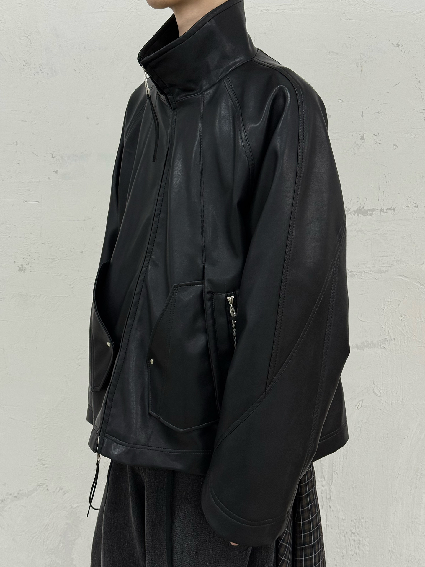 Multi-Pocket Leather Jacket