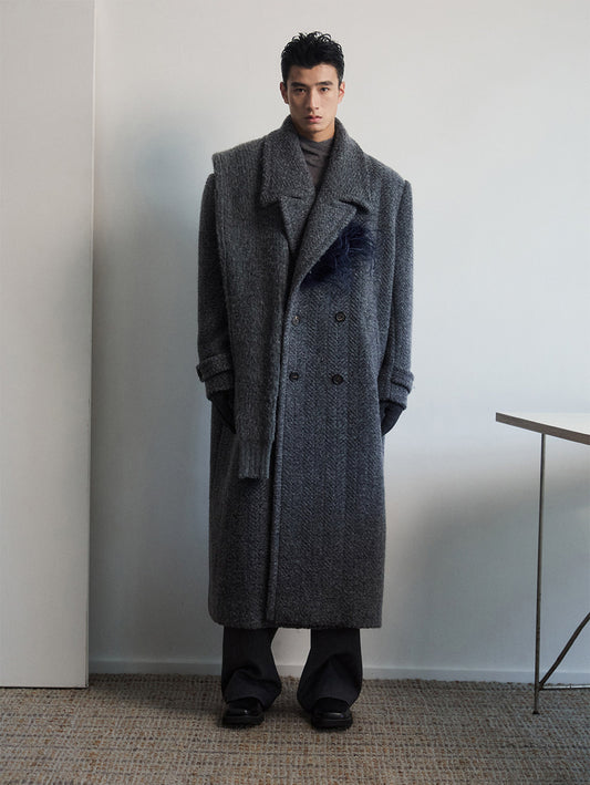 Wide-Shouldered Long Coat