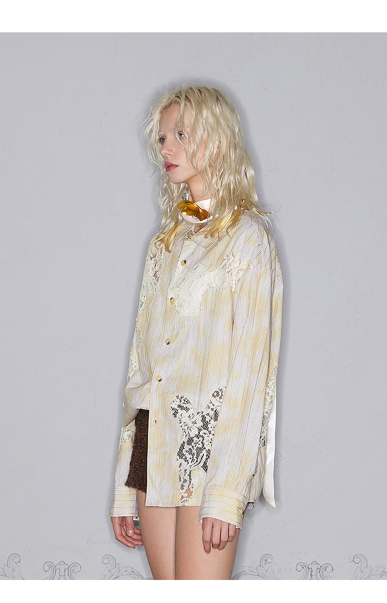 Lace Stitch Slim Shirt