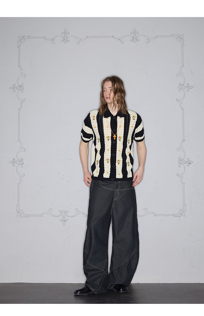 Embroidered knit polo shirt