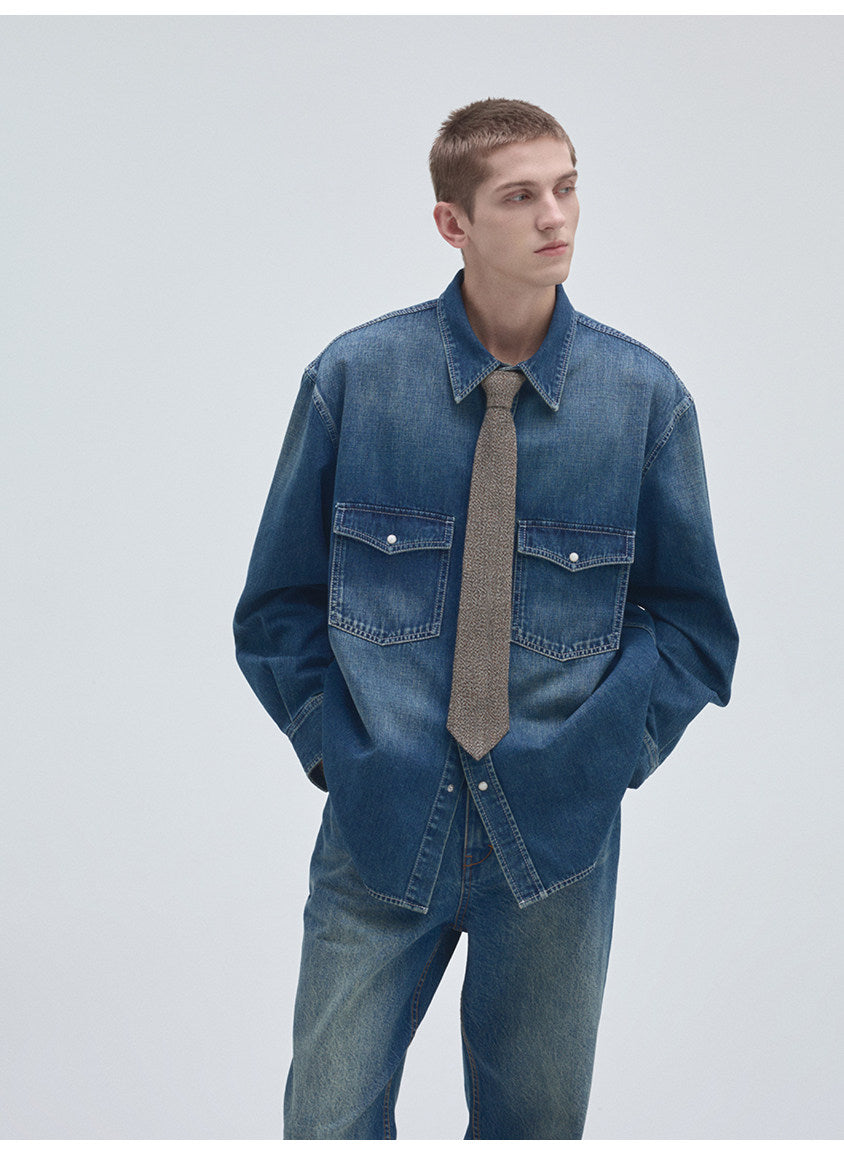 Classic Pocket Retro Denim Shirt