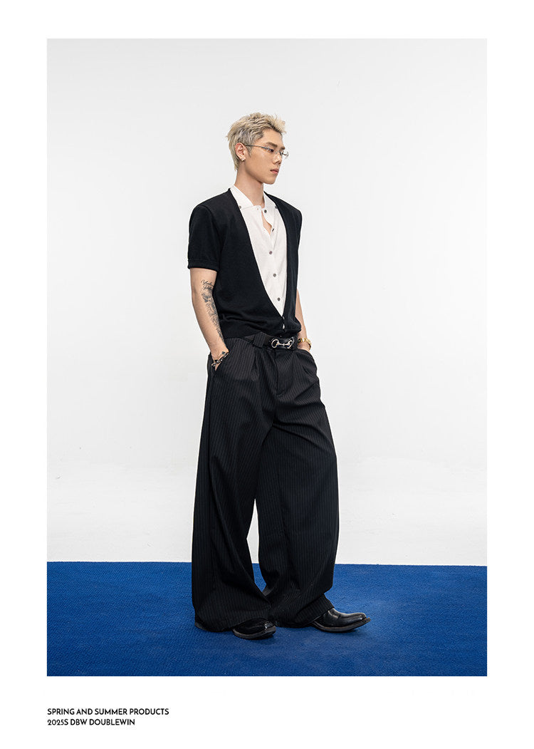 Contrast Fake Two-Piece Knit Shirt