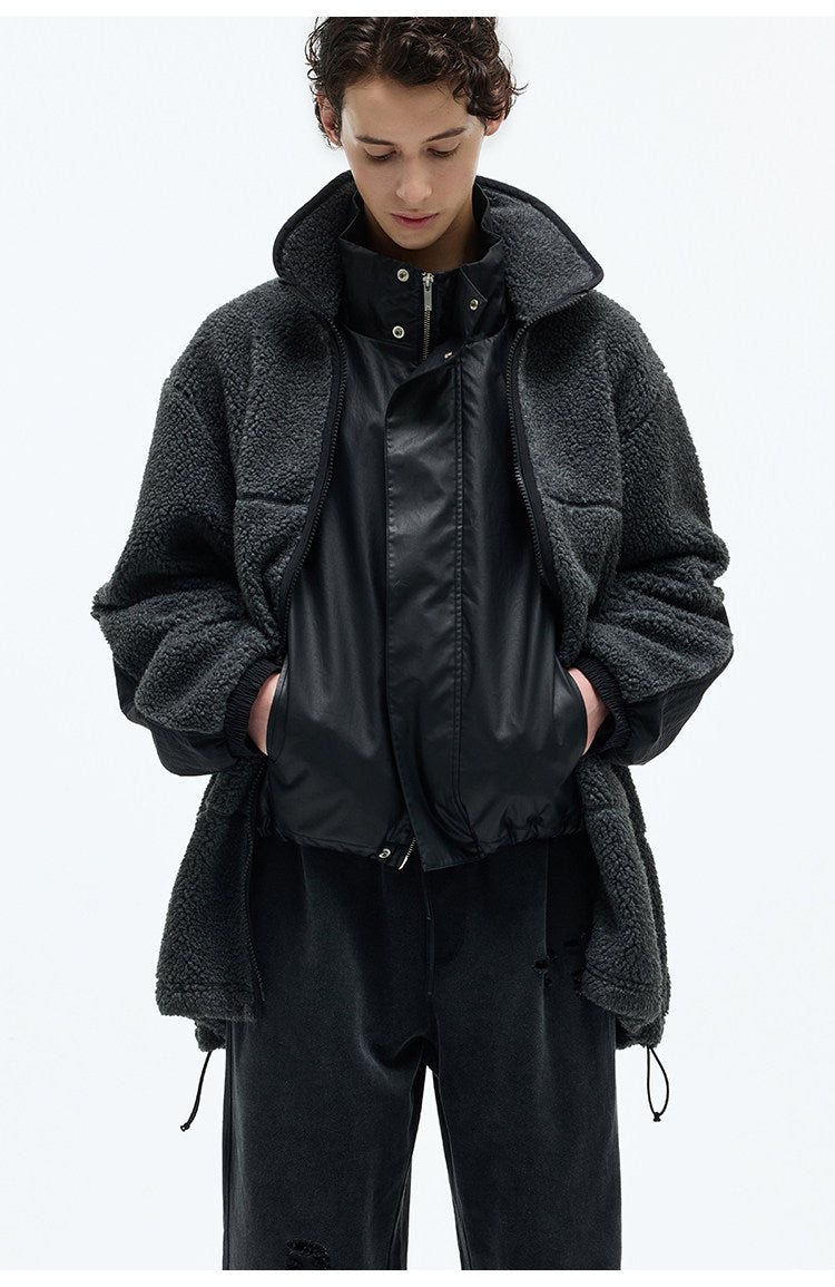 Wool-Blend Fleece Mid-Length Coat