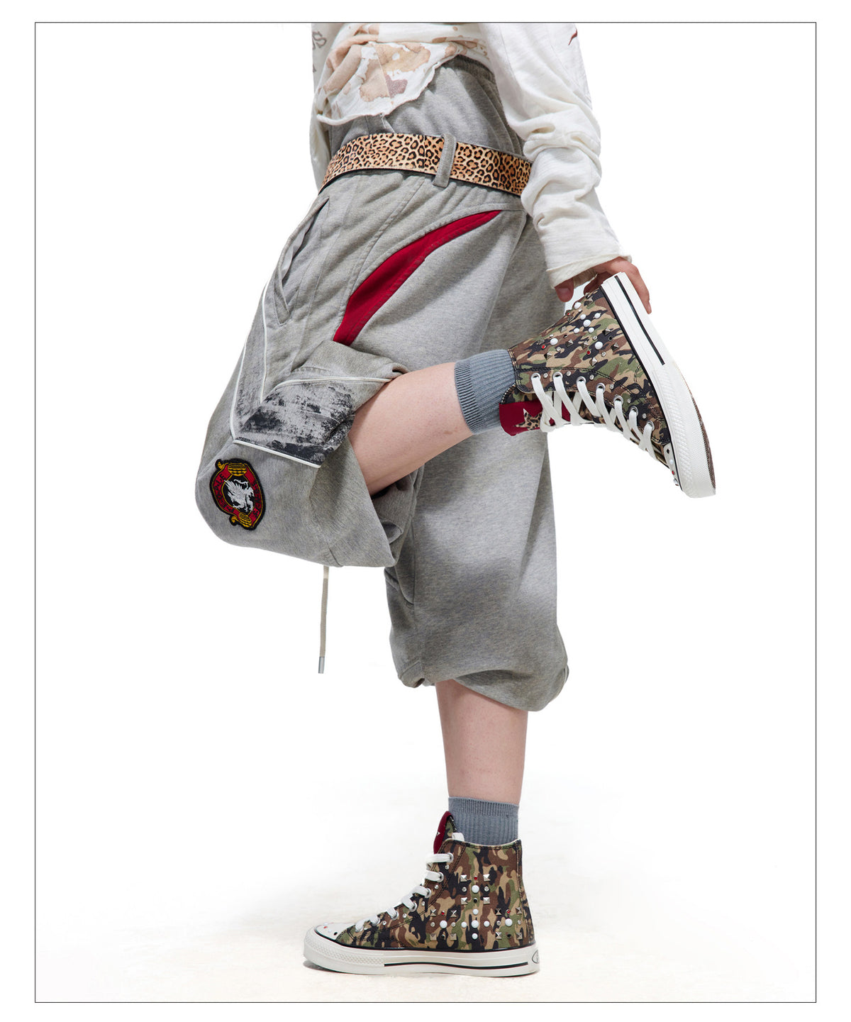 Camouflage-Print High-Top Canvas Shoes