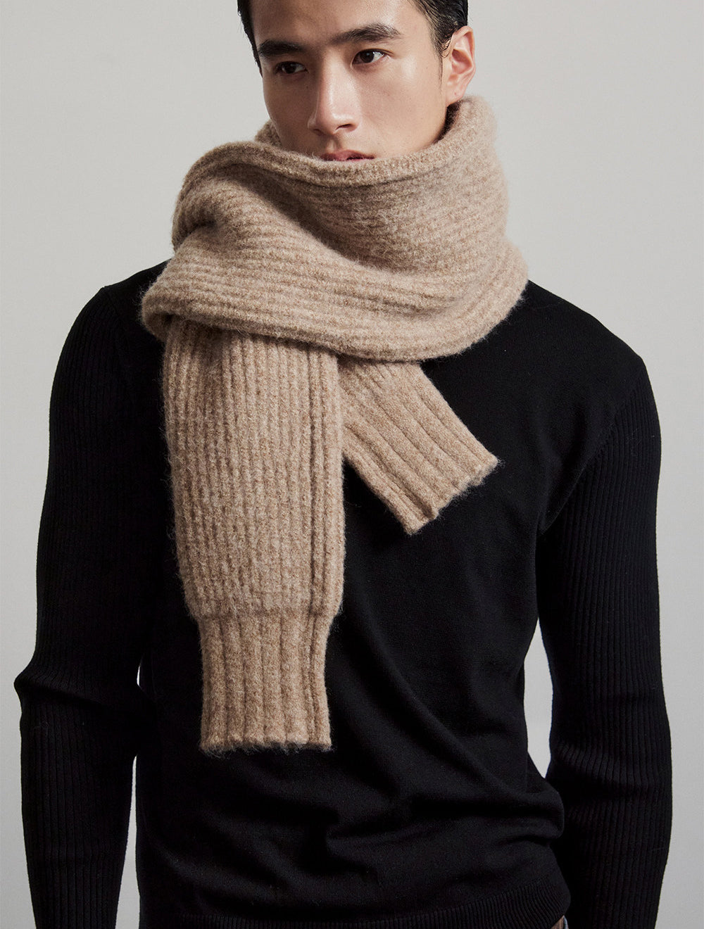 Thick Wool Blend Knit Scarf