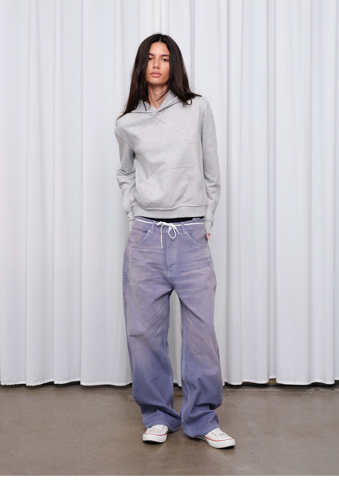 Vintage-Style Whiskered Denim Pants