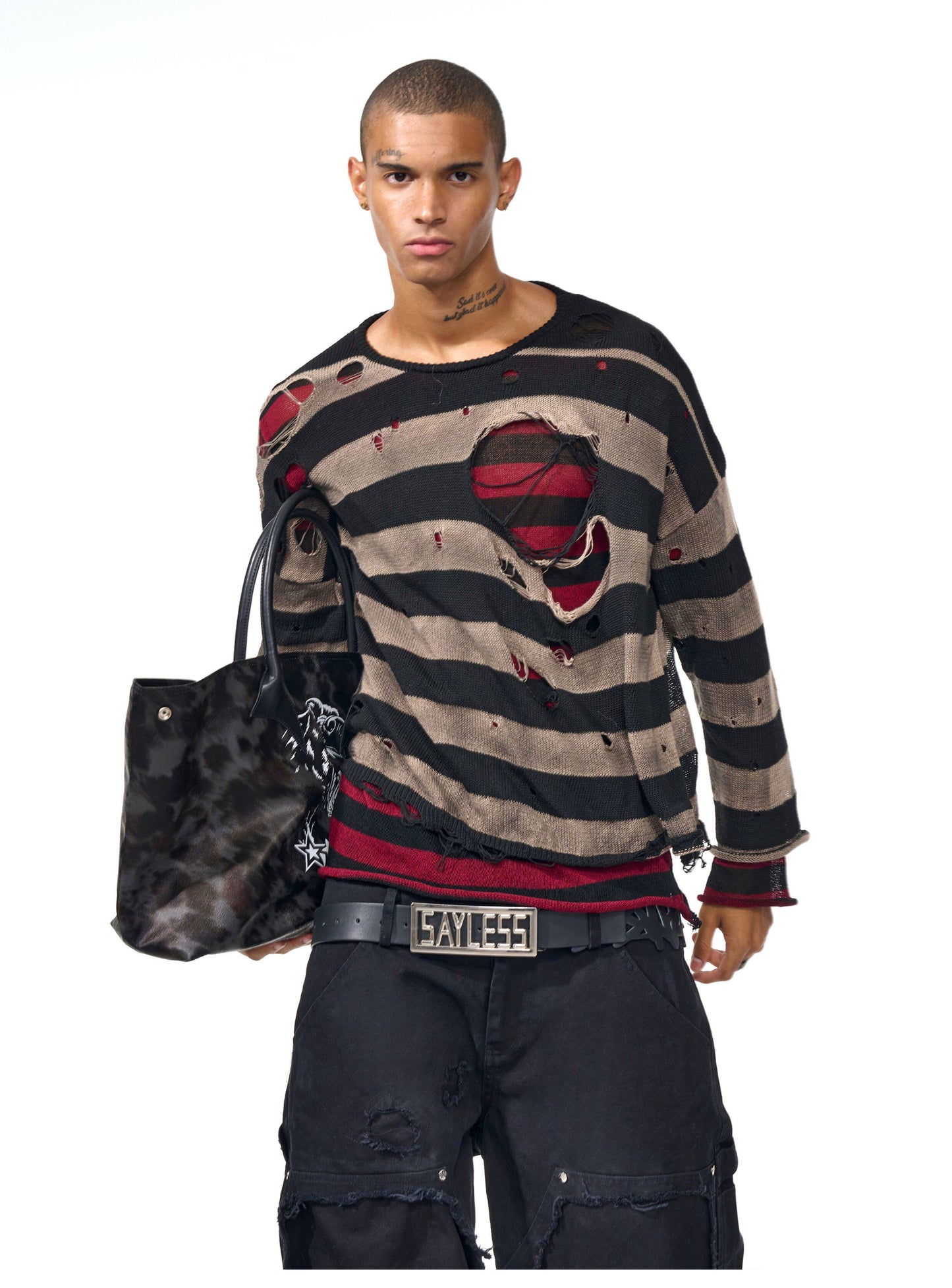 Distressed finish washed knit