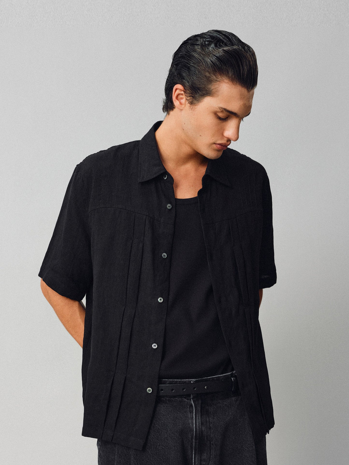 Wrinkled-effect Pleated Shirt