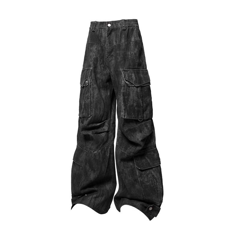 Washed multi-pocket bomber pants