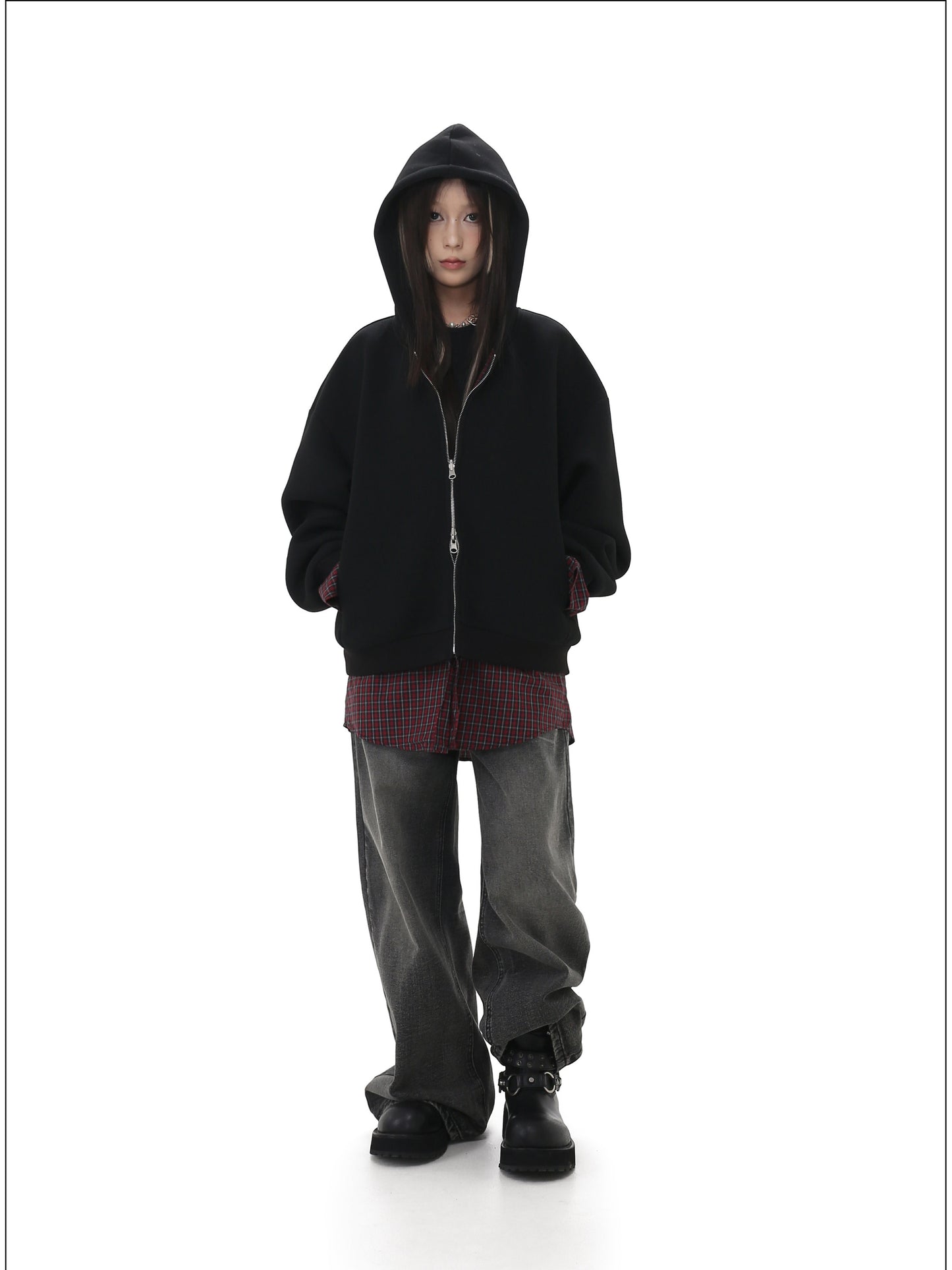 Faux Two-Piece Hooded Sweatshirt