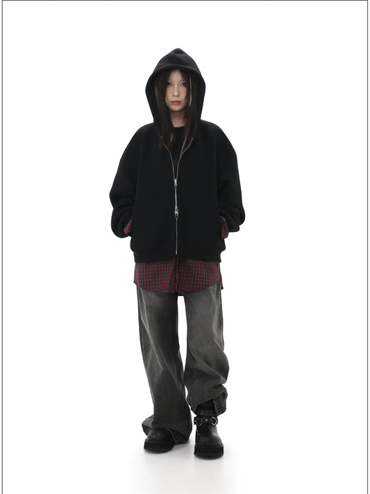 Faux Two-Piece Hooded Sweatshirt