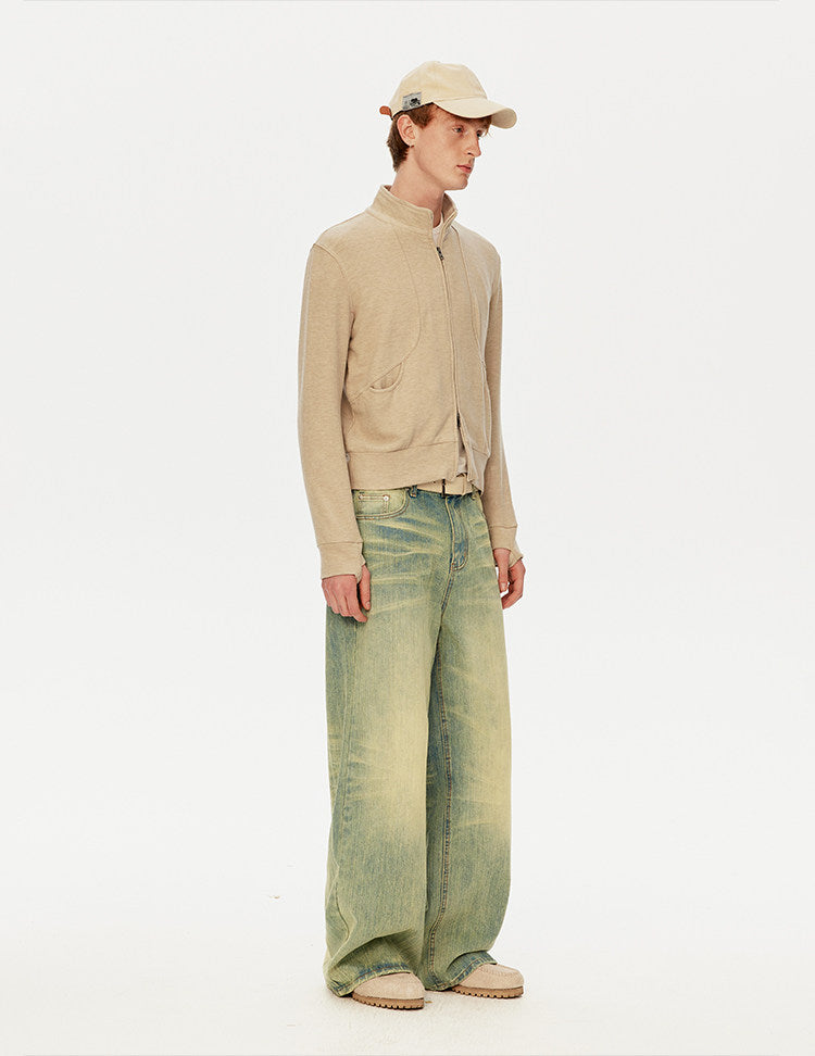 Stand-collar cropped sweatshirt