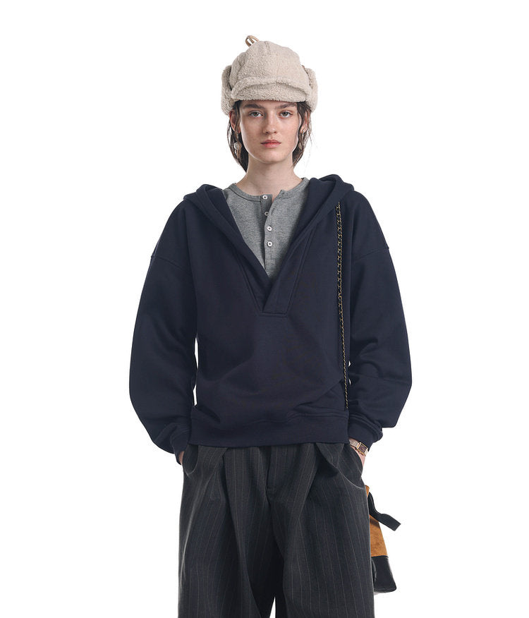 Brushed Fleece Faux Two-Piece Sweatshirt