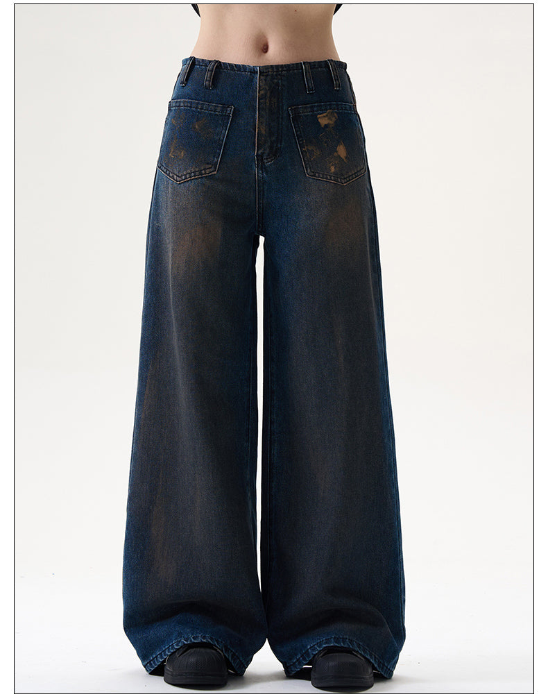 Reverse Wear Design Straight Jeans