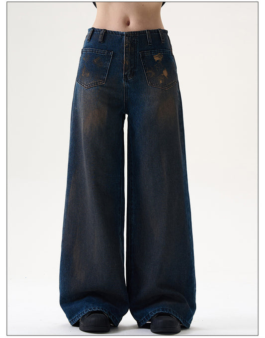 Reverse Wear Design Straight Jeans