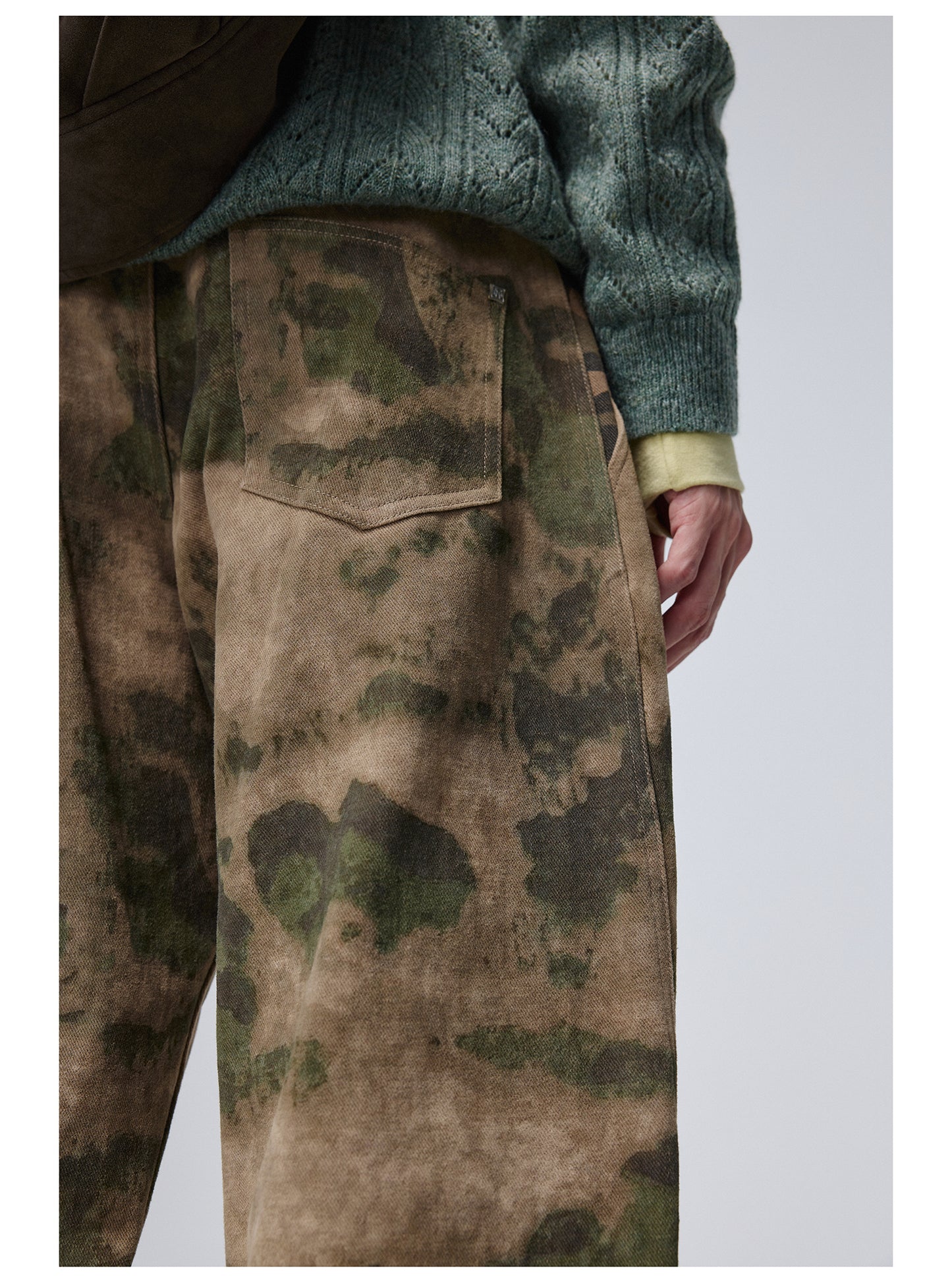 Camouflage Double Belt Curved Pants