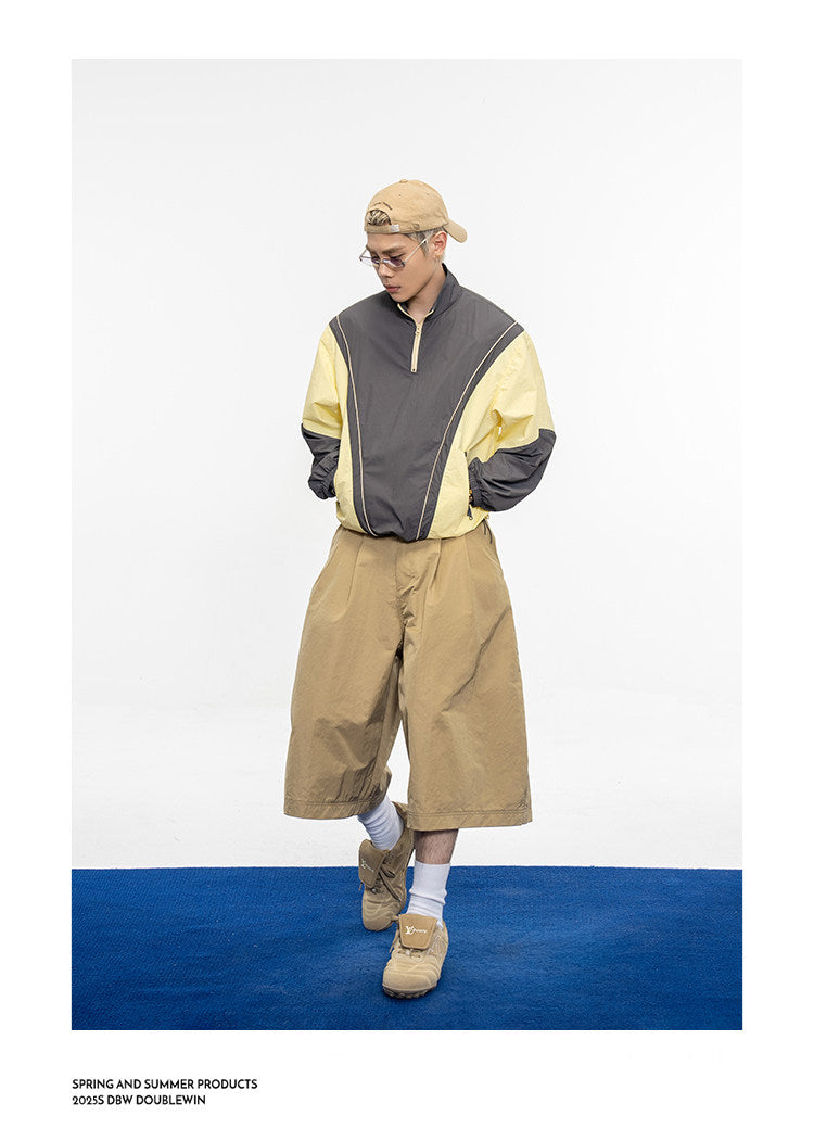 Gathered Relaxed-Fit Casual Shorts