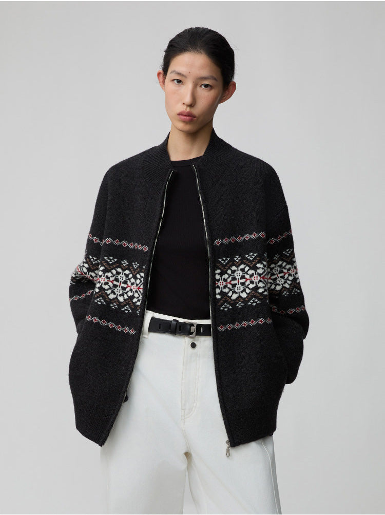 Thick Knit Stand Collar Jacket