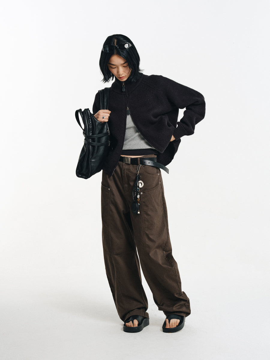 Wool Blend Stand Collar Jacket