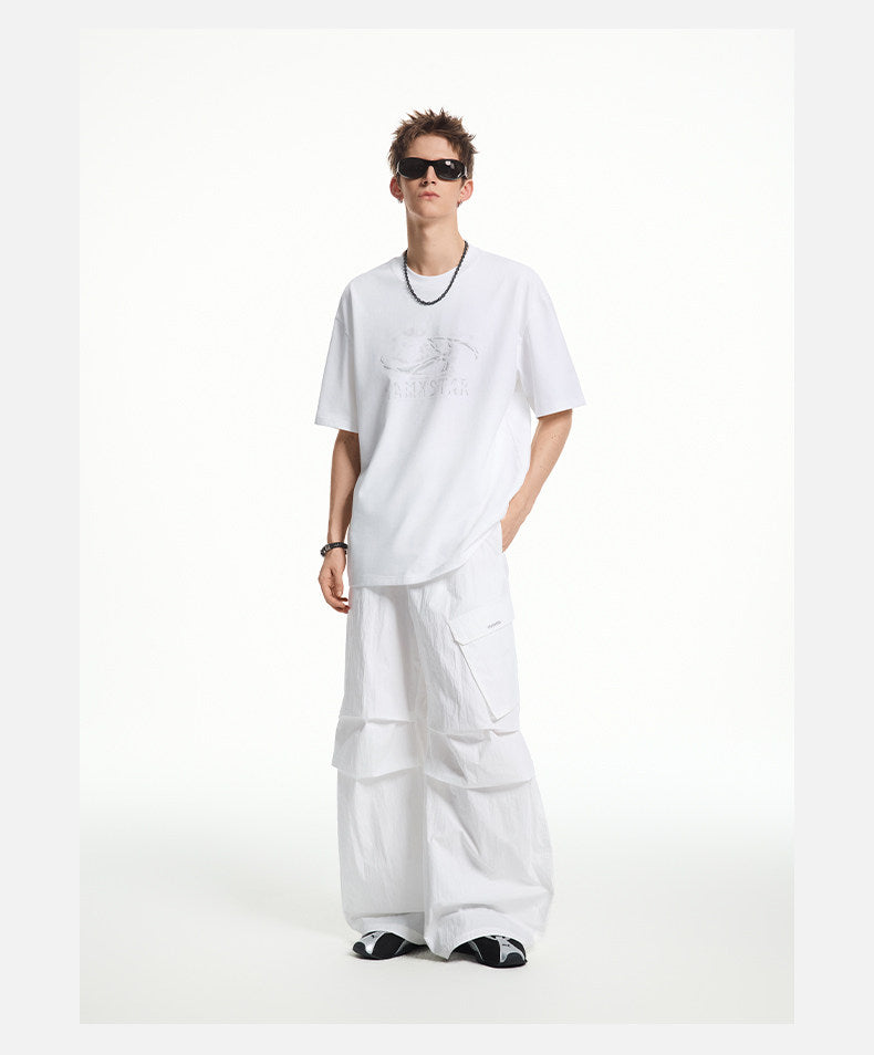 Stereo Print Logo Crack-Pattern T-Shirt