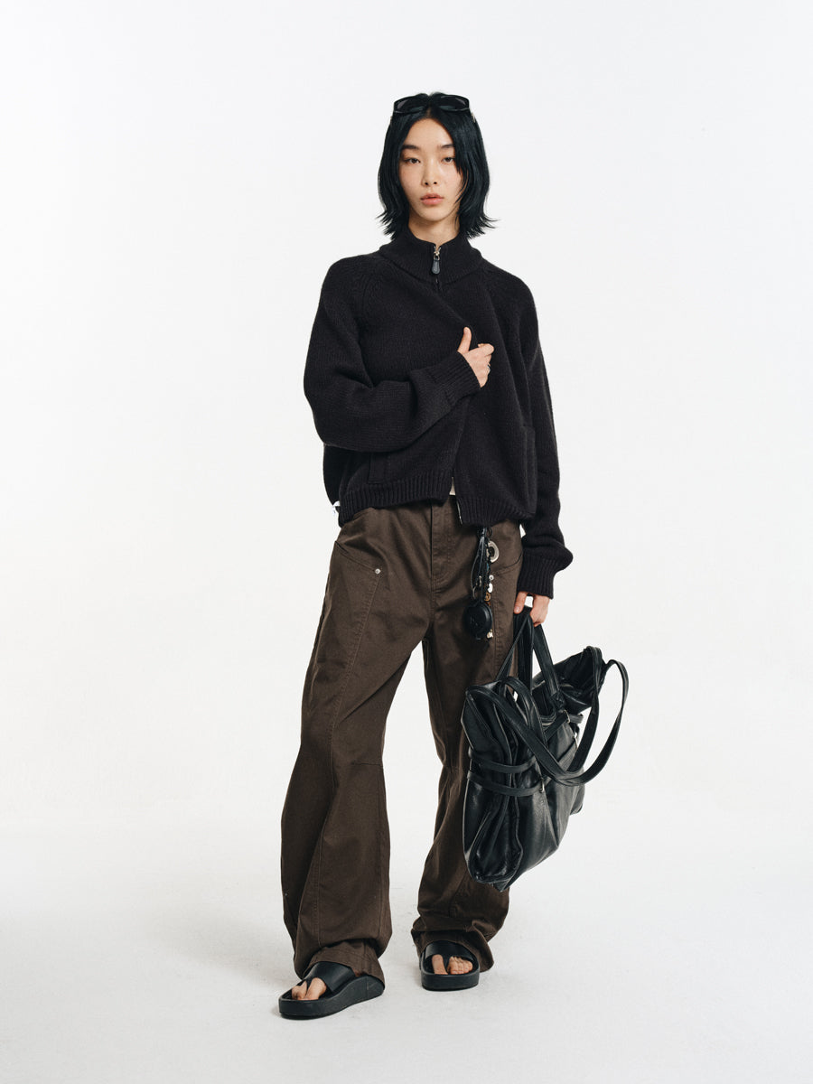 Wool Blend Stand Collar Jacket