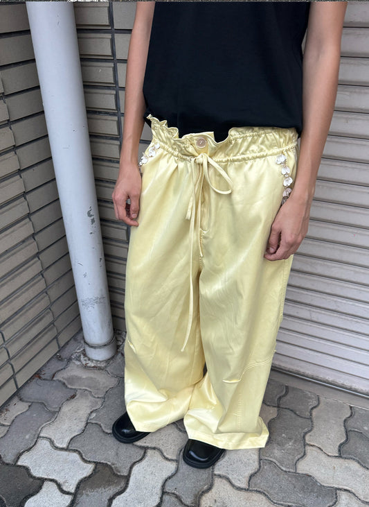 Rhinestone Patchwork Pocket Casual Pants