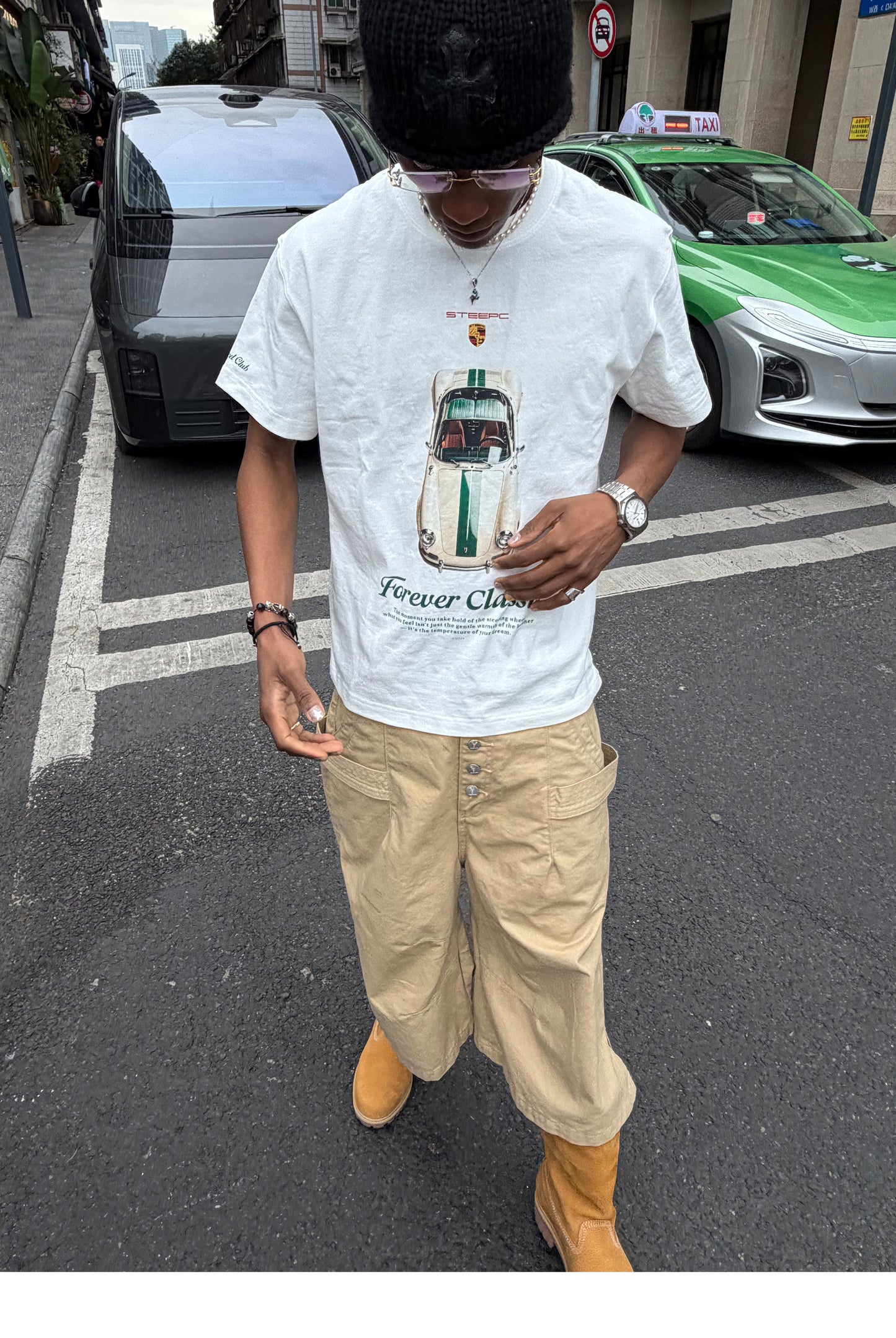Digital Print Round-Neck Loose-Fit T-Shirt