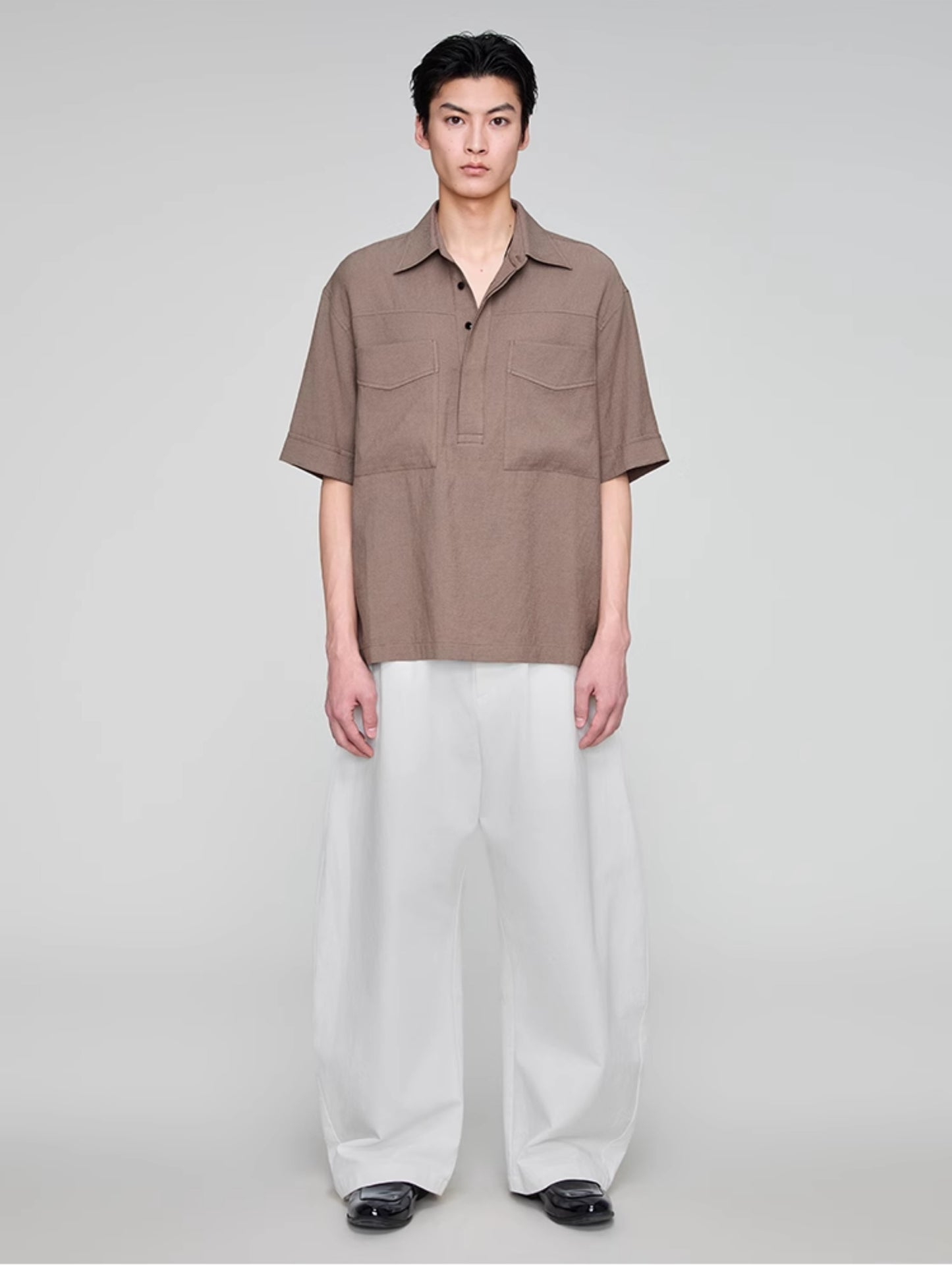 Retro Lapel Draped Casual Shirt