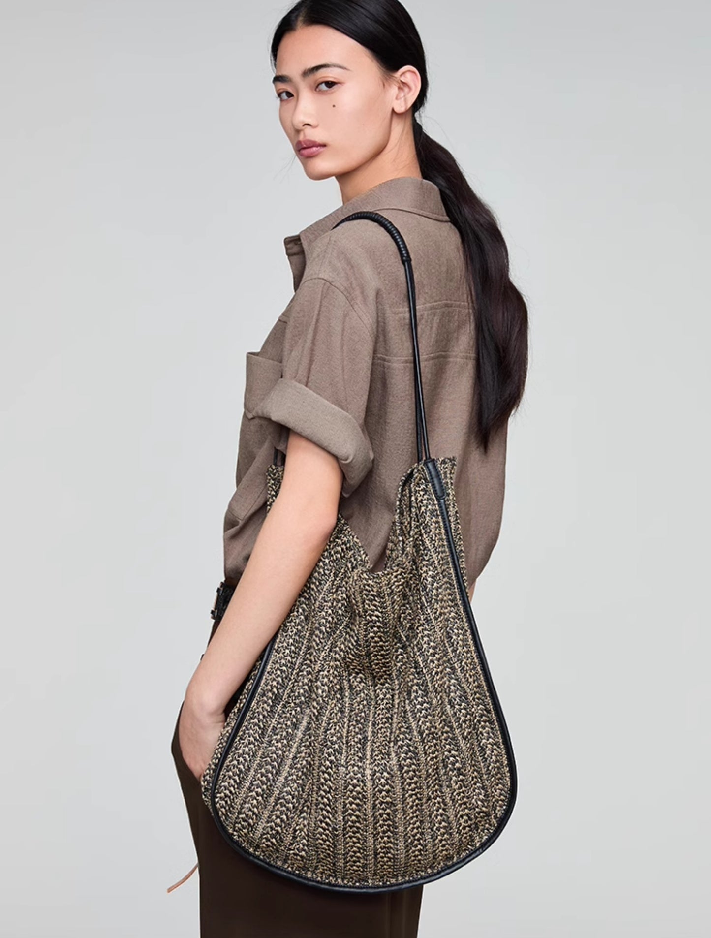 Retro Lapel Draped Casual Shirt