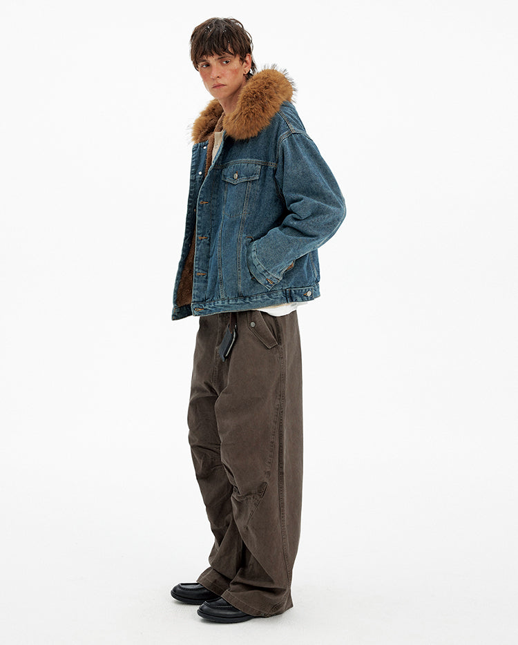 Retro Fur Collar Denim Jacket