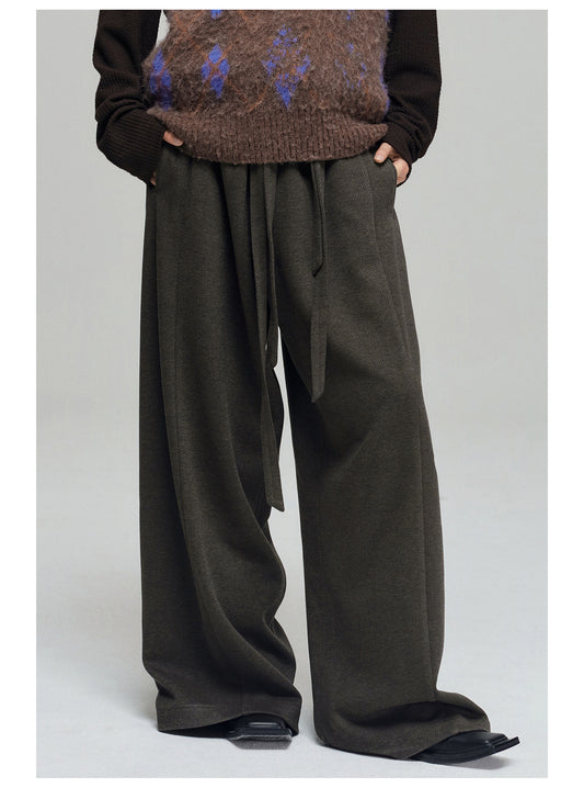 Wool blend thick wide pants