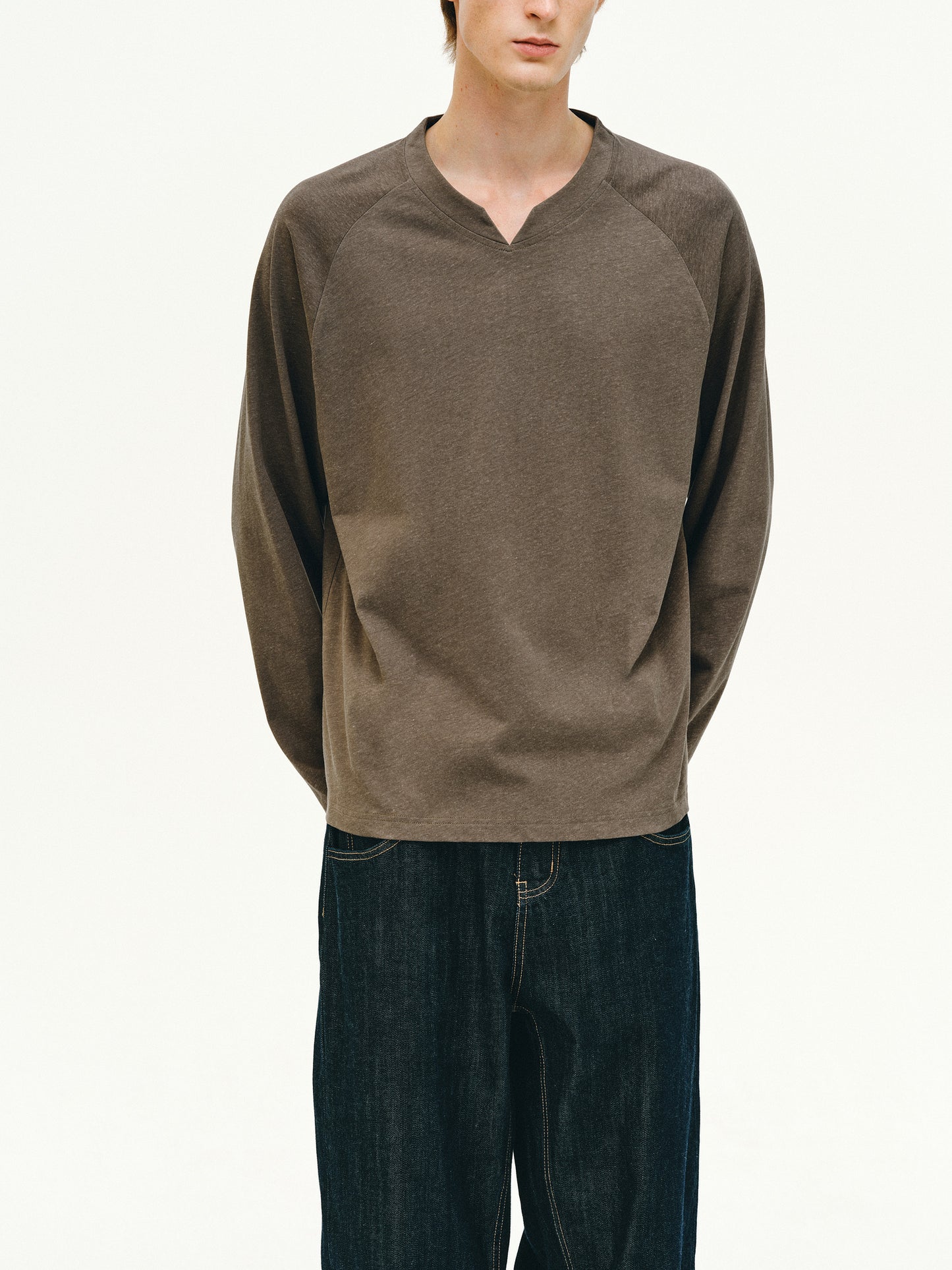 Linen-Blend V-Neck T-Shirt