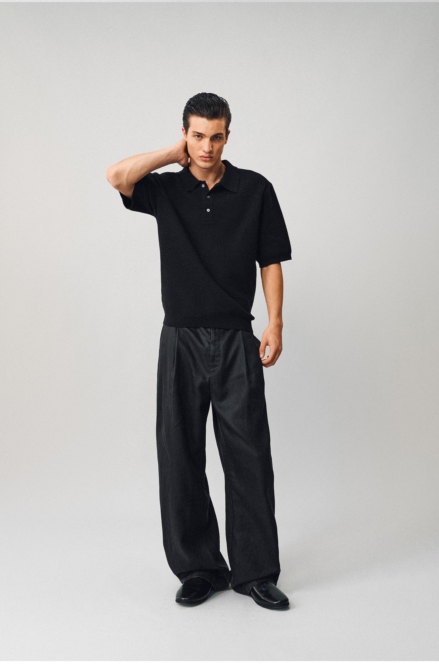 Textured Wool Polo Shirt