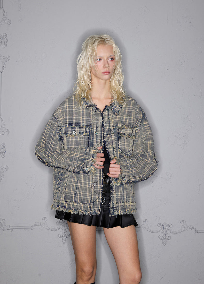 Vintage Checked Denim Jacket