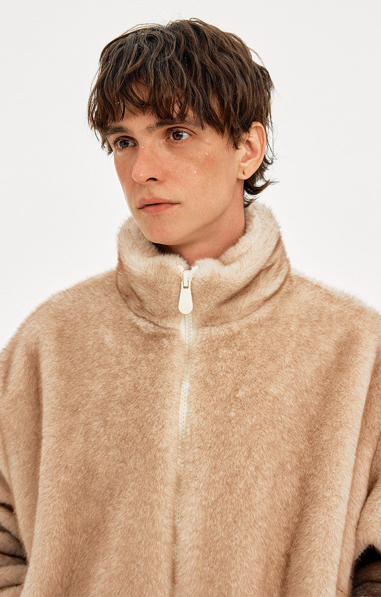 Faux Fur Stand Collar Jacket