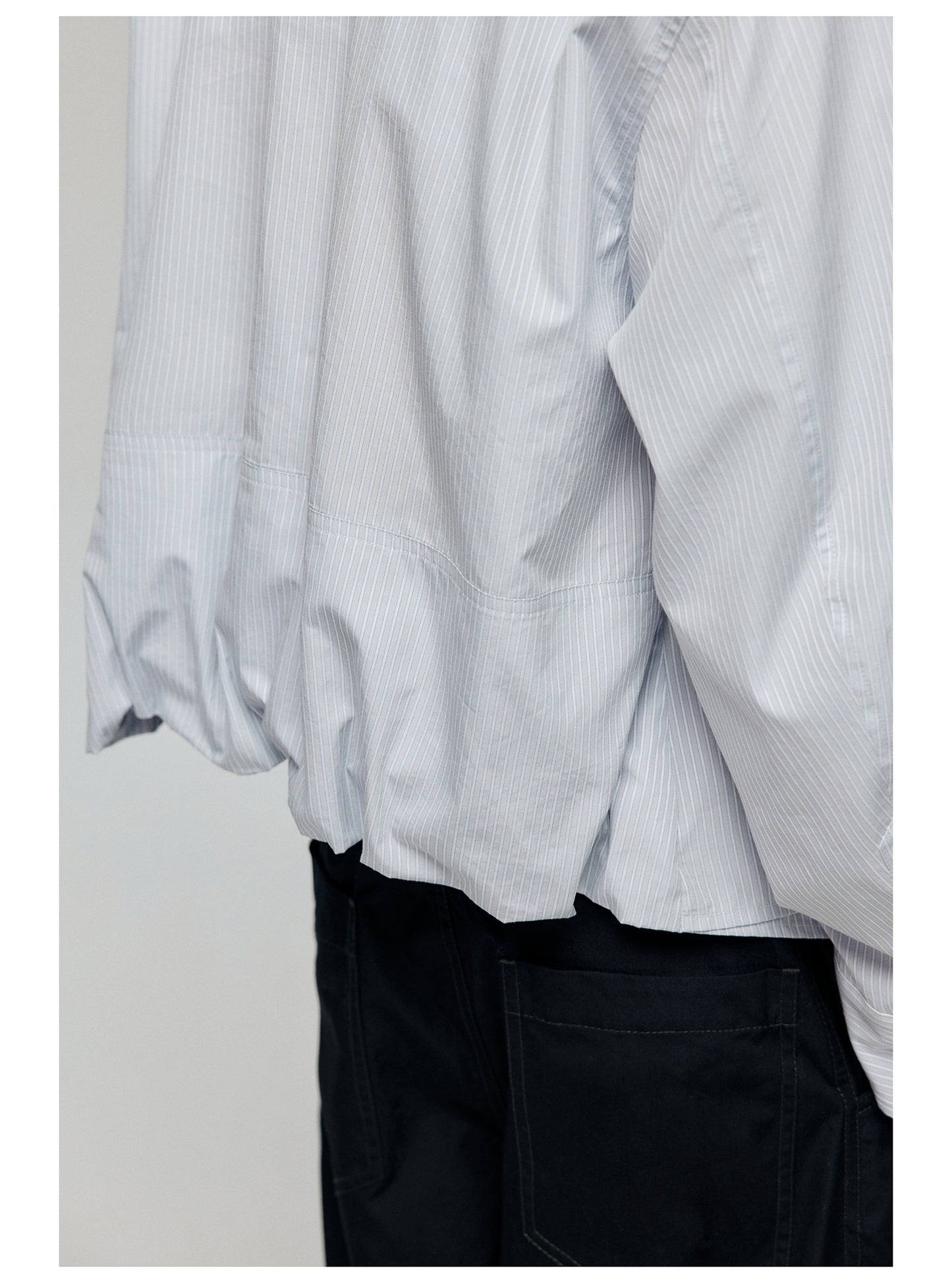 Wrinkled short loose lapel long sleeve shirt