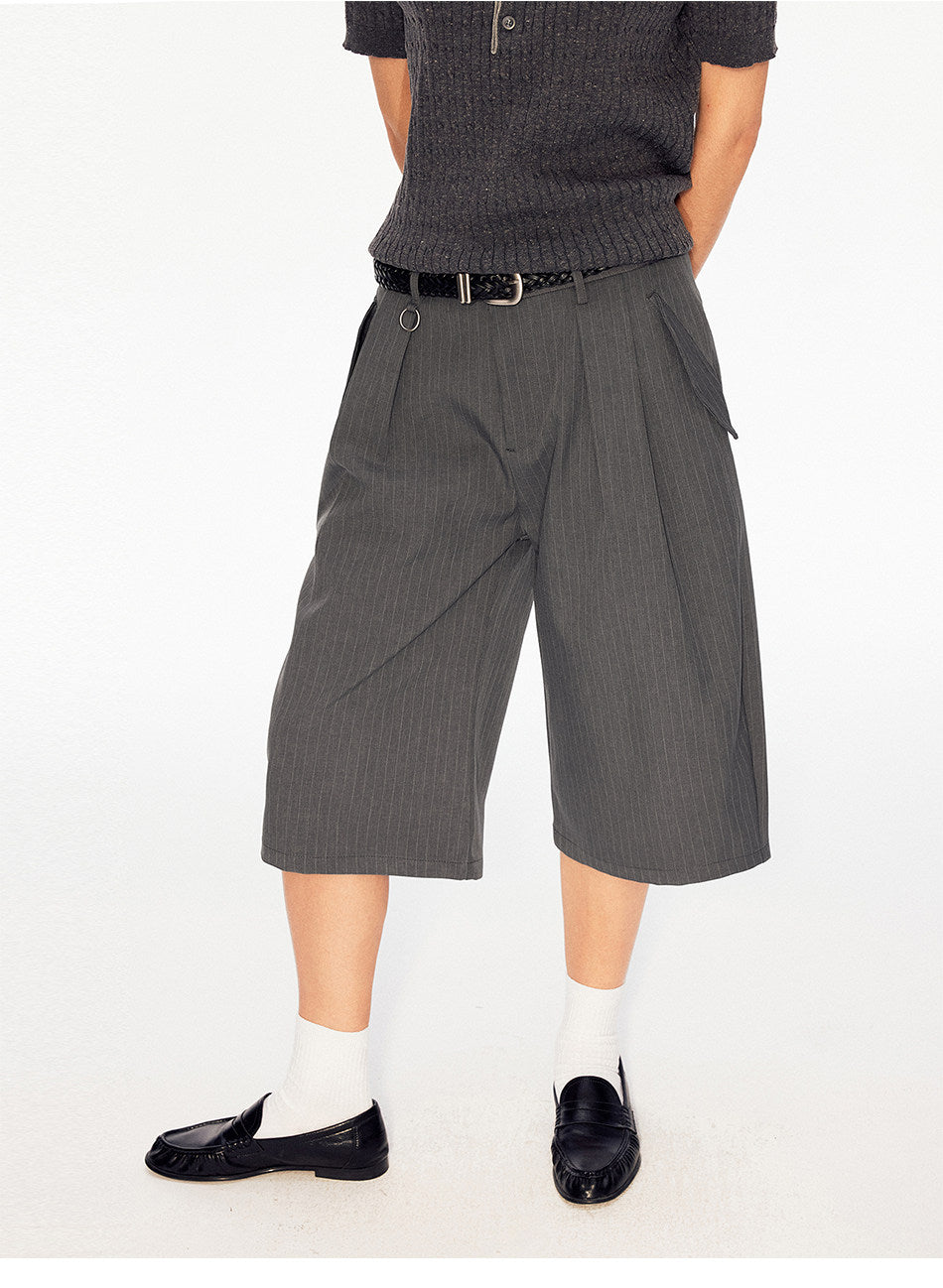 Striped Pleated Shorts