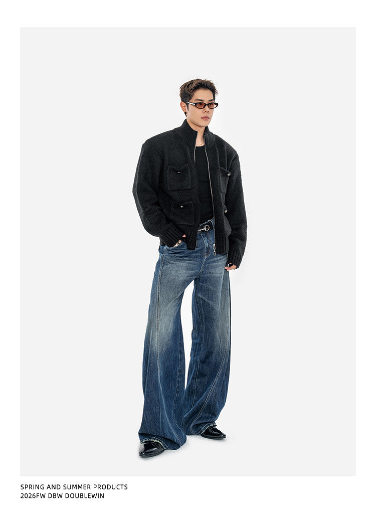 Heavyweight Sweater Jacket with Multiple Pockets
