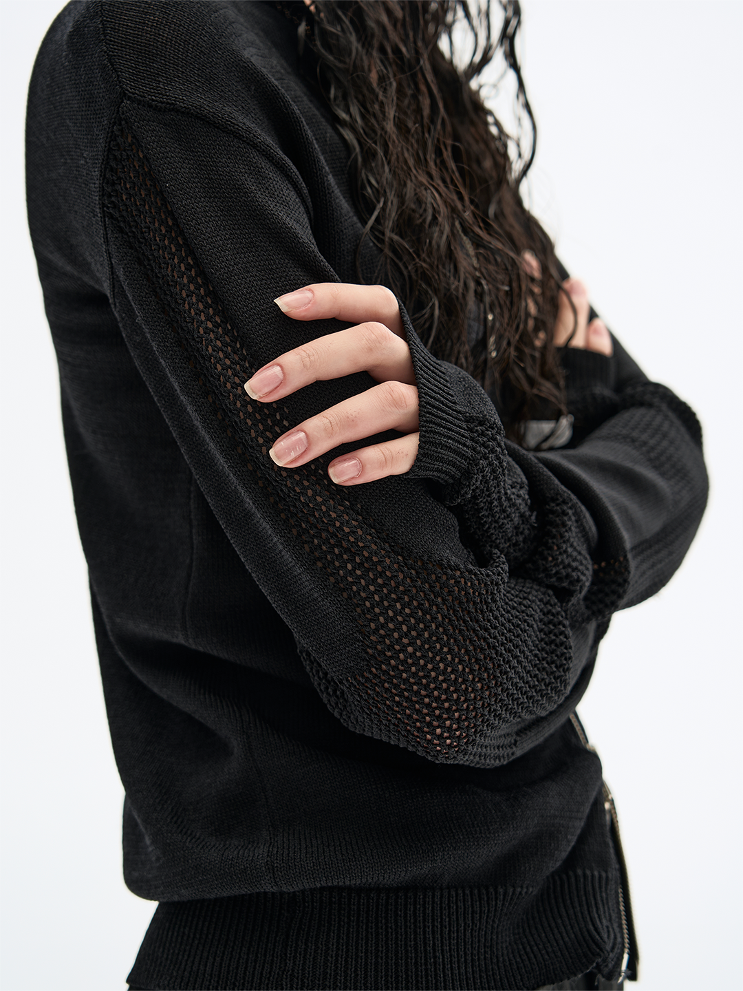 Cardigan with fitted hood