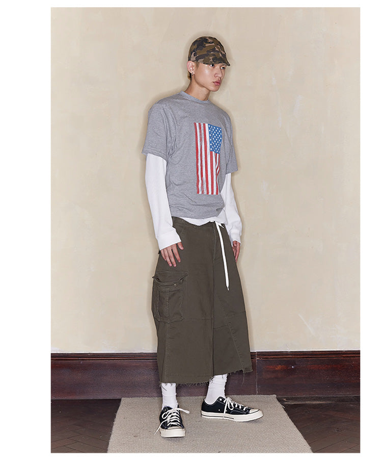 Cargo pocket cropped pants