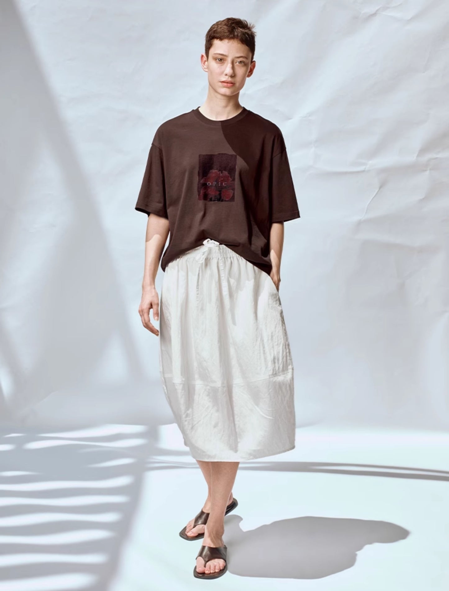 Floral print loose round neck T-shirt