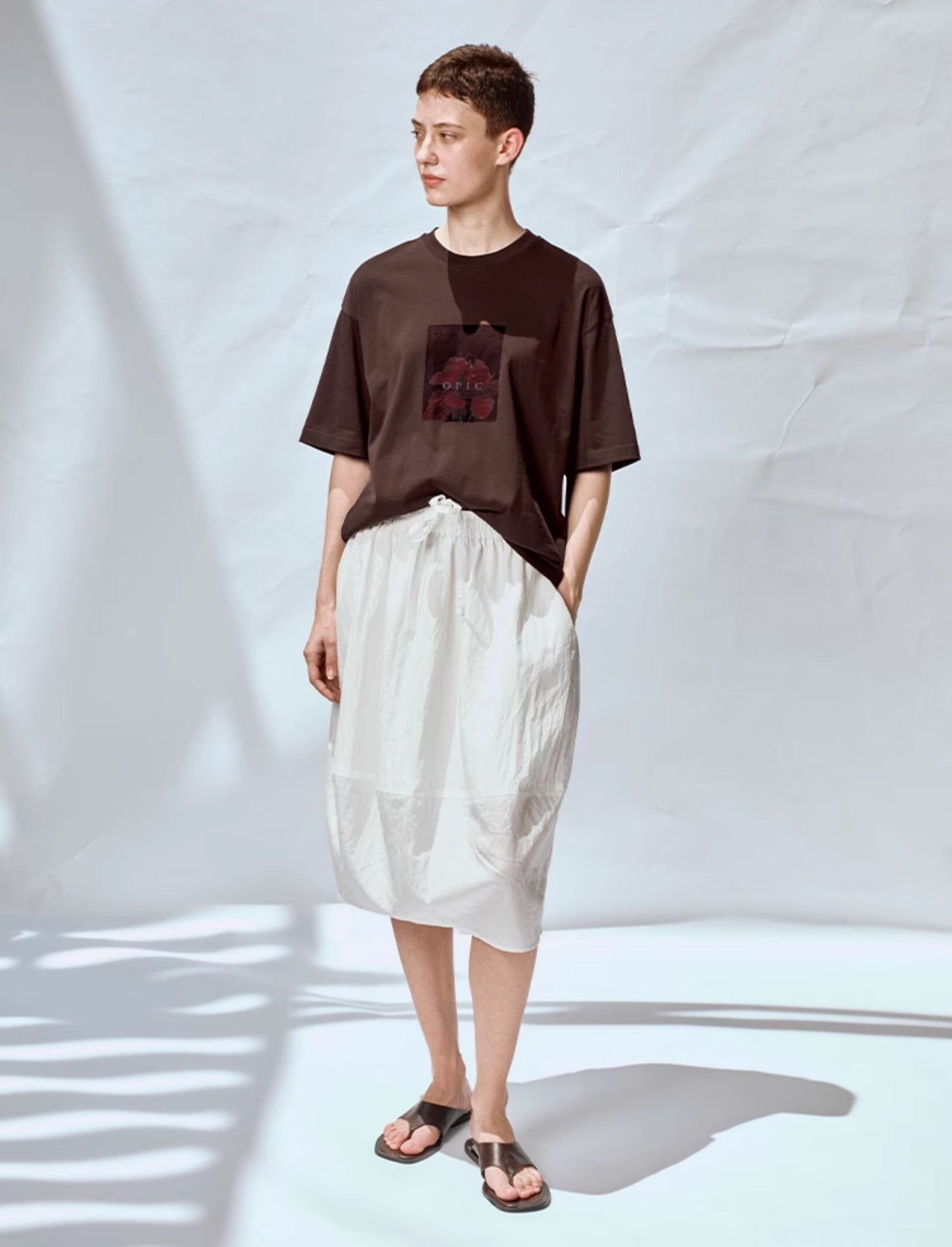 Floral print loose round neck T-shirt