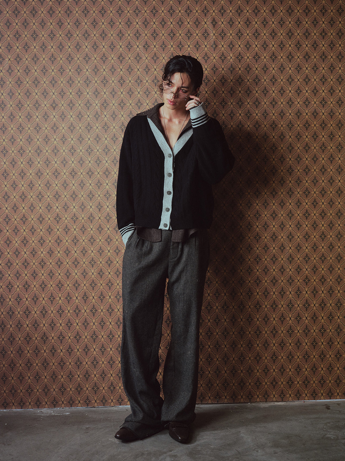 V-neck Cardigan with Metal Buttons