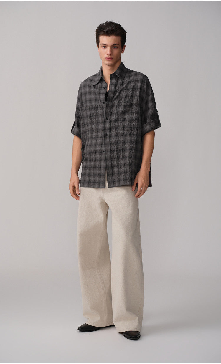 3D Cut Patchwork Silhouette Casual Pants